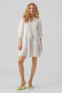 Cortefiel Short 3/4-sleeve dress White
