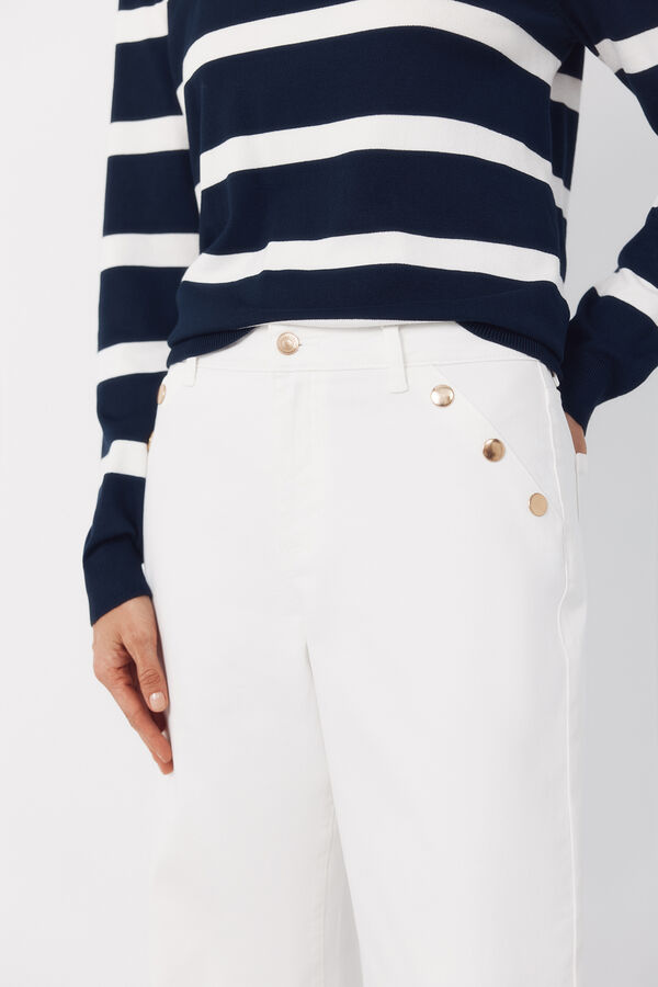 Cortefiel Palazzo jeans with buttons White