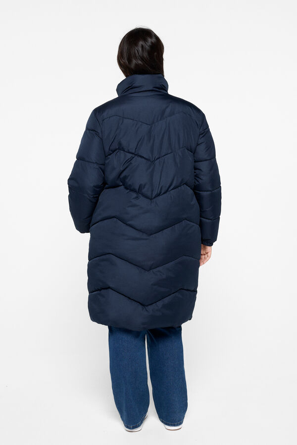 Cortefiel Plus size quilted midi coat Navy