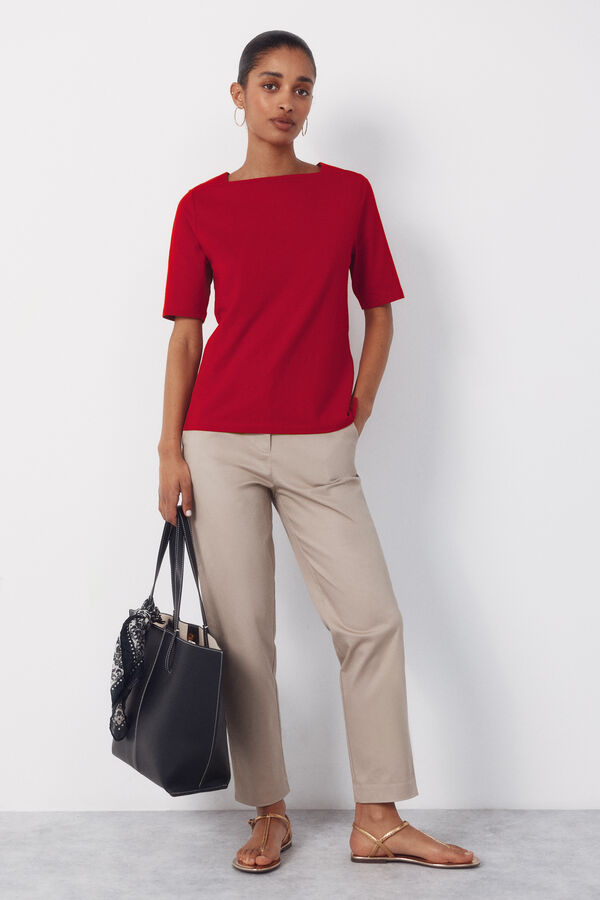 Cortefiel Basic shopper bag with stitching Black