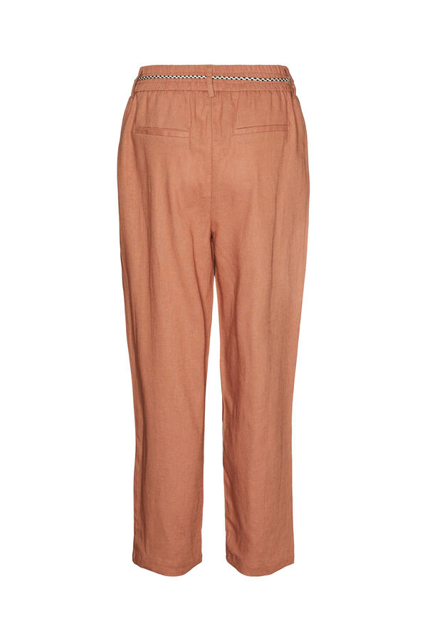 Cortefiel Long linen trousers  Brown