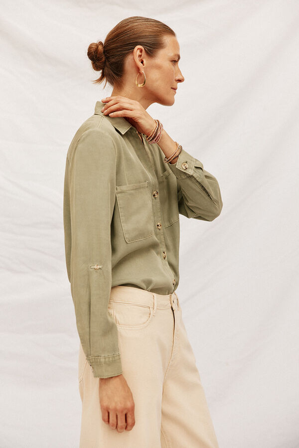 Cortefiel  tencel denim shirt Kaki