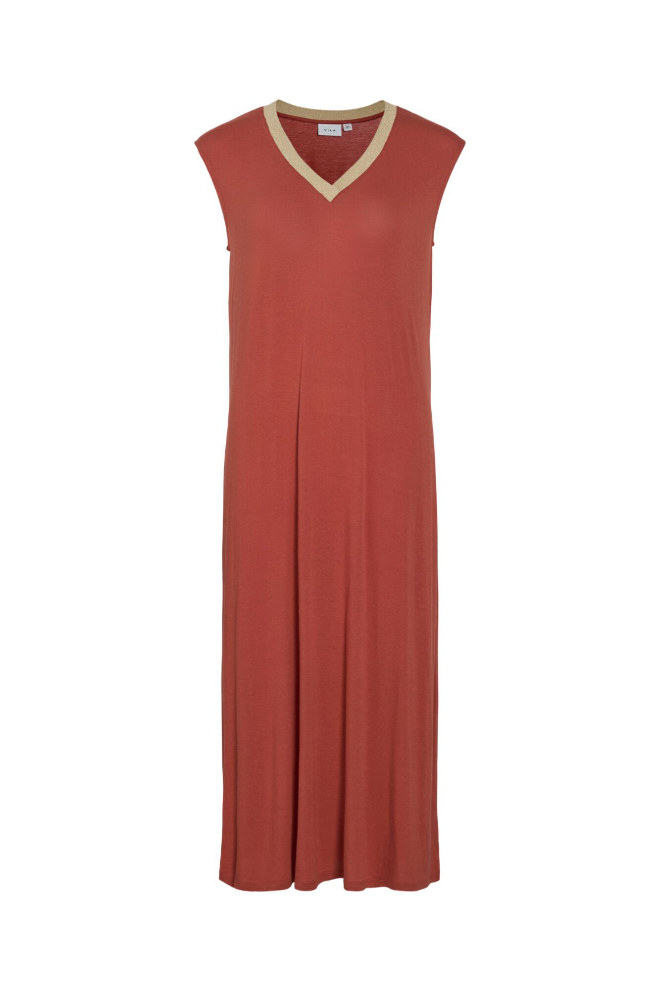 Vila Vestido midi sem mangas em viscose e linho