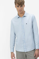 elPulpo Camisa denim com gola italiana Azul