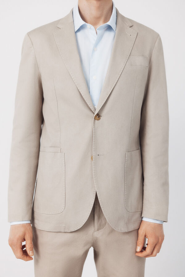 Cortefiel Blazer coordenado em mistura de linho Tostado