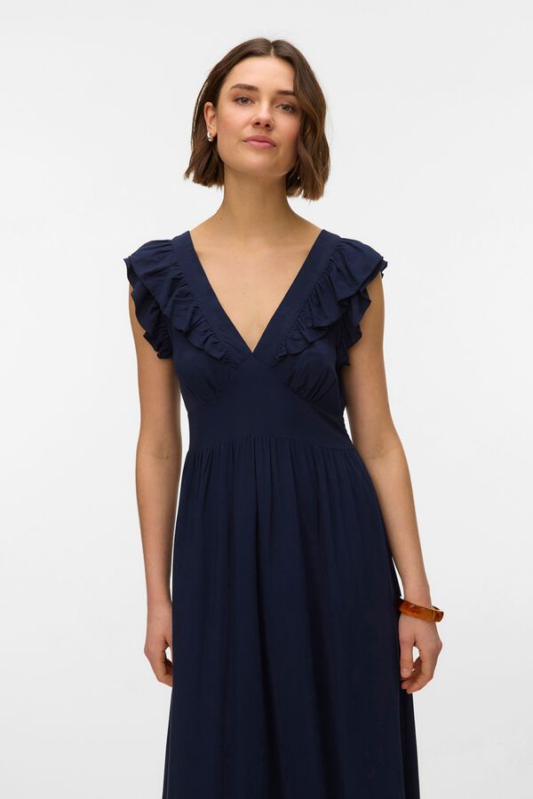 Vero Moda Vestido comprido decote em bico Azul
