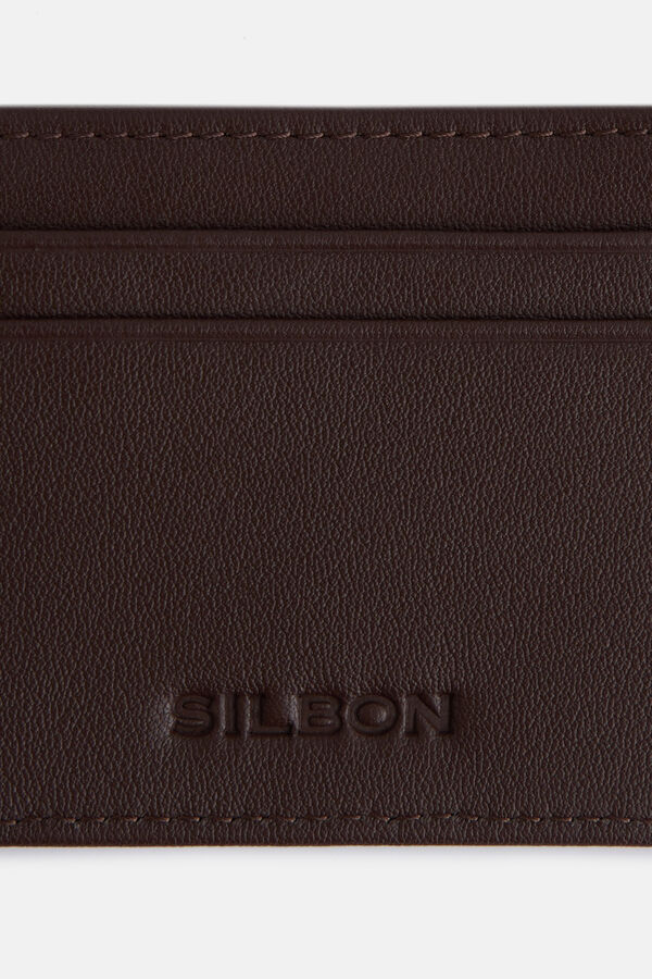 Silbon Tarjetero piel trenzado Negro