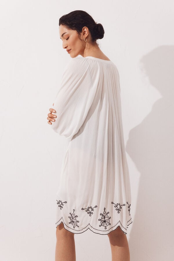 Cortefiel Short drawstring kaftan White