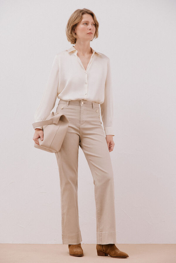 Cortefiel Satin-finish shirt Ivory