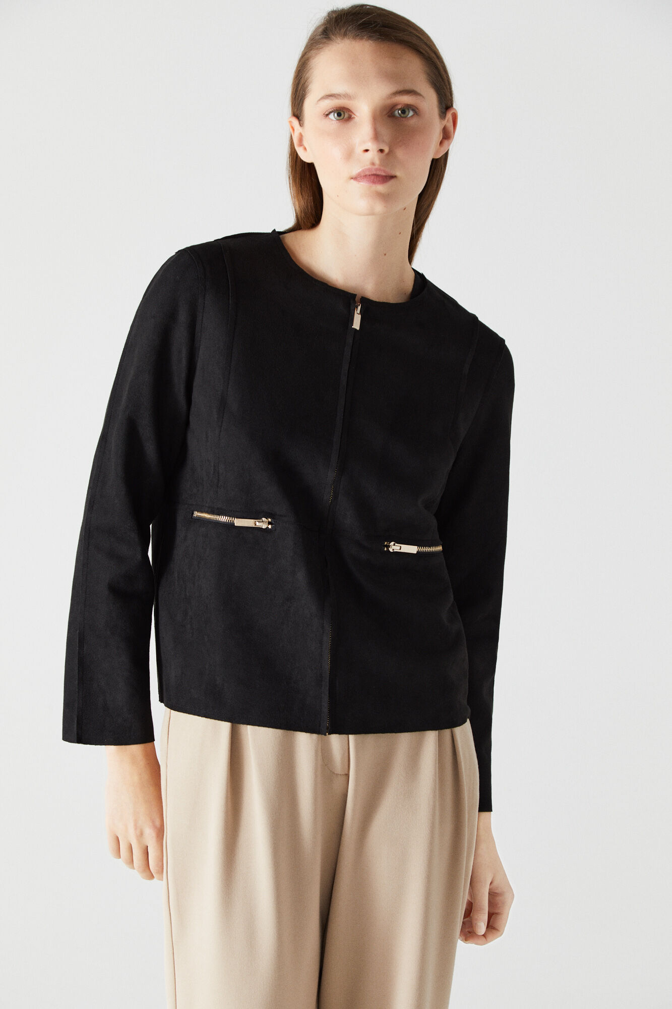 Black suede bomber jacket store womens
