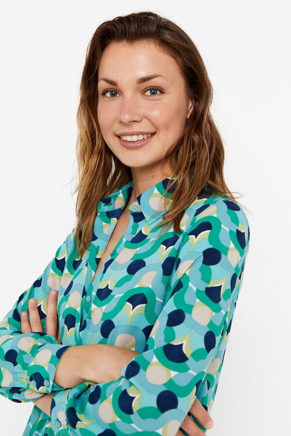 Cortefiel Sustainable printed shirt Printed green