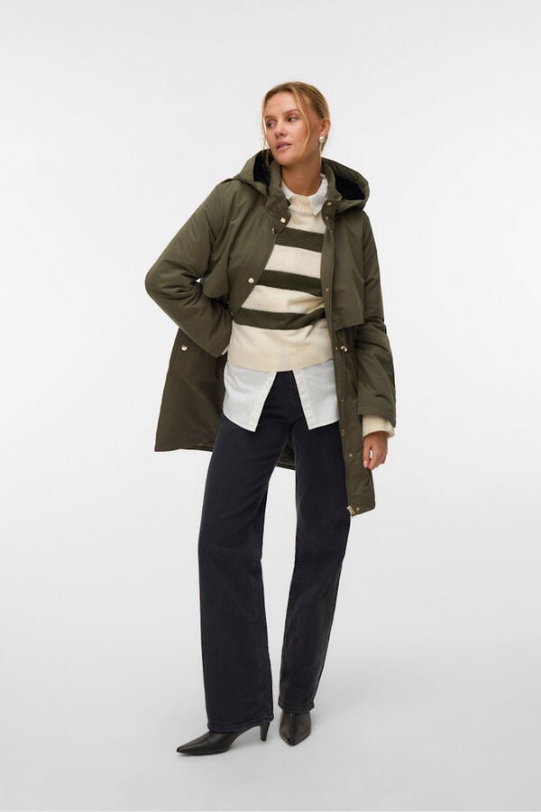 Vero Moda Parka com botões prateados  Verde