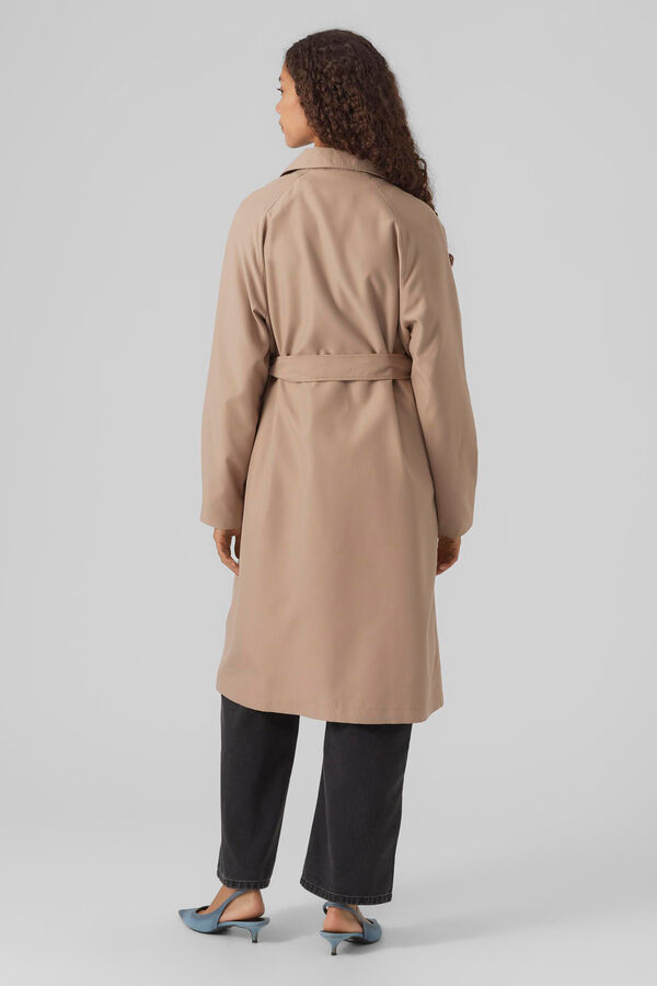 Cortefiel Long double-button trench coat Brown