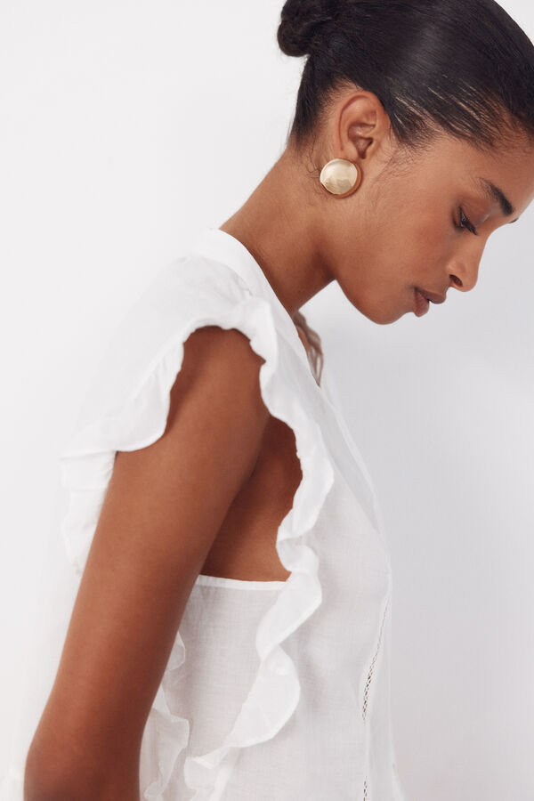 Cortefiel ruffle blouse White