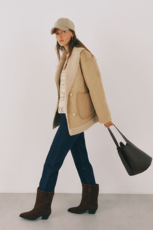 Cortefiel Double-sided effect jacket Nude