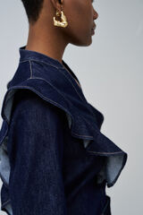 Salsa Jeans Camisa lightdenim com babados Azul