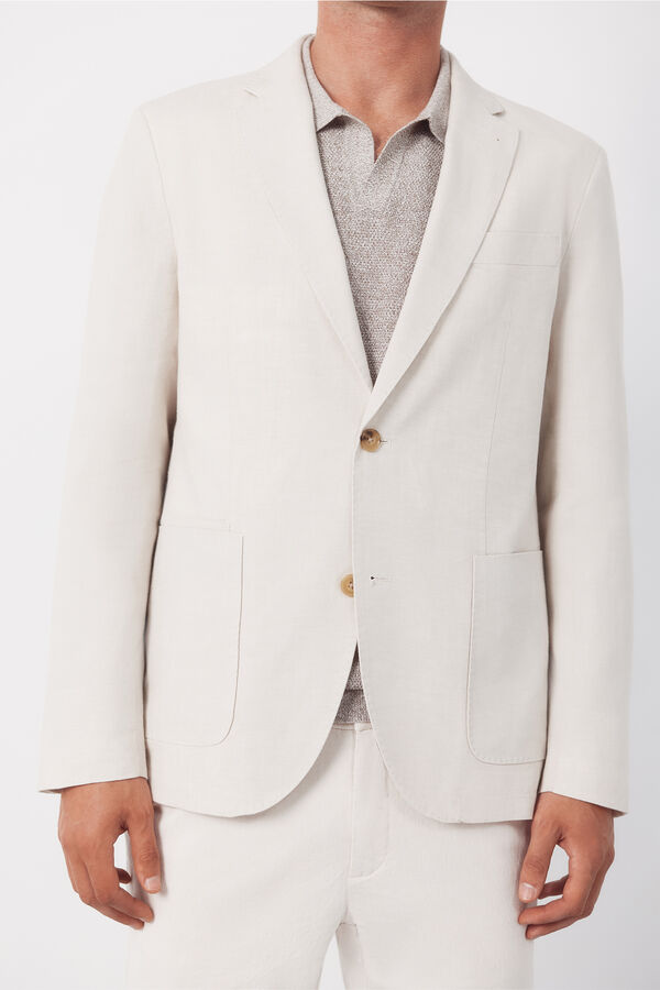 Cortefiel Linen blazer Beige