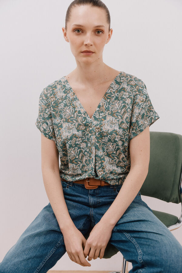 Cortefiel Printed v top Multicolour