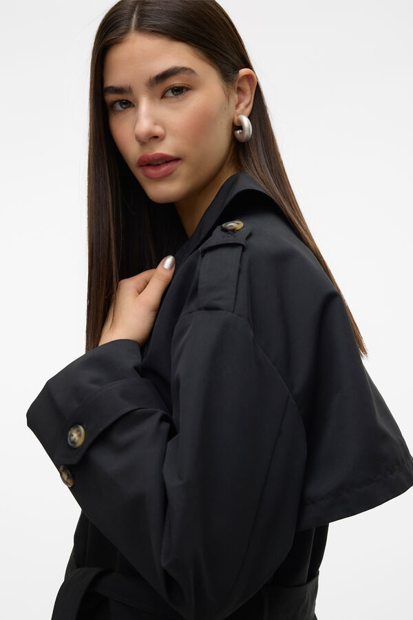 Vero Moda Gabardina larga básica Negro