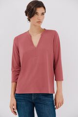 Cortefiel Basic mandarin neckline -shirt Maroon