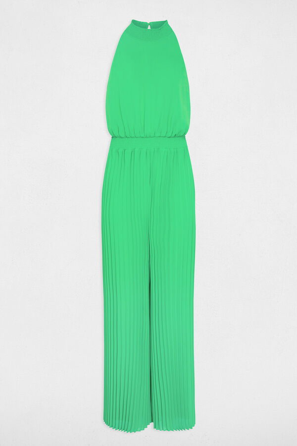 Cortefiel Long pleated jumpsuit Green