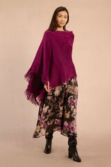 Molly Bracken Poncho assimétrico com franjas Roxo