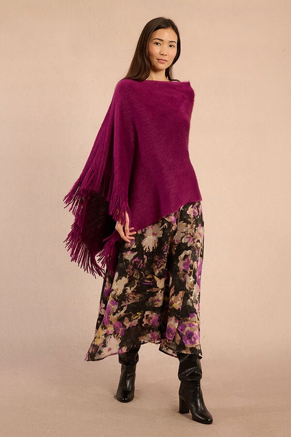 Molly Bracken Poncho assimétrico com franjas Roxo