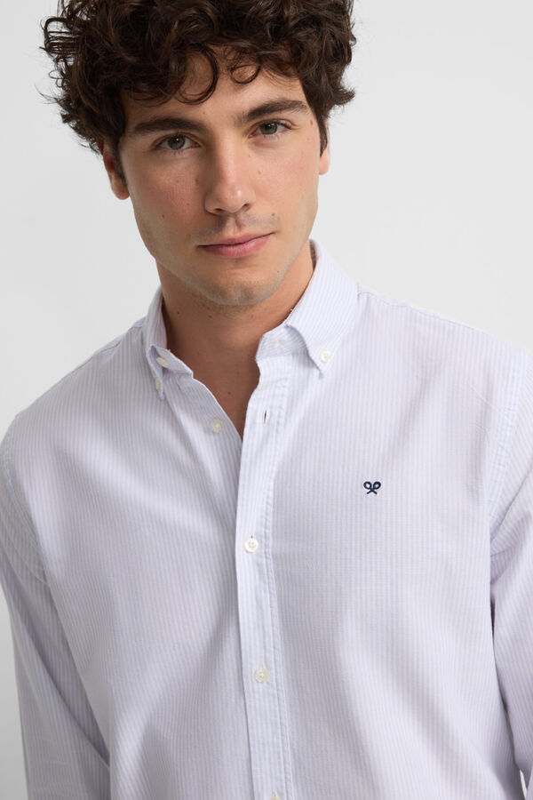 Silbon Camisa esportiva riscas Oxford Cinzento