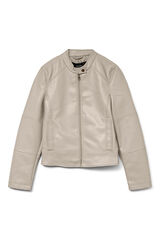 Vero Moda Blus&atilde;o efeito pele gola Perkins Tostado