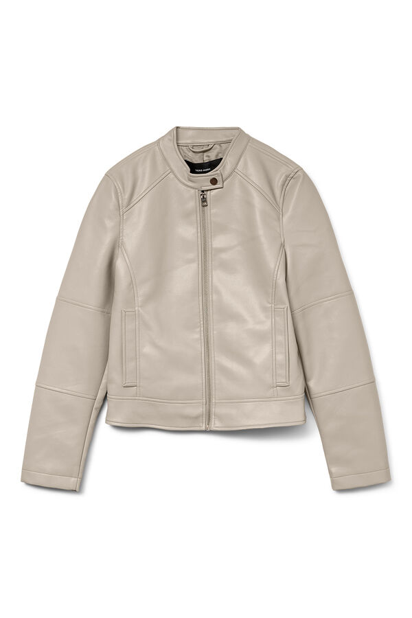 Vero Moda Blus&atilde;o efeito pele gola Perkins Tostado