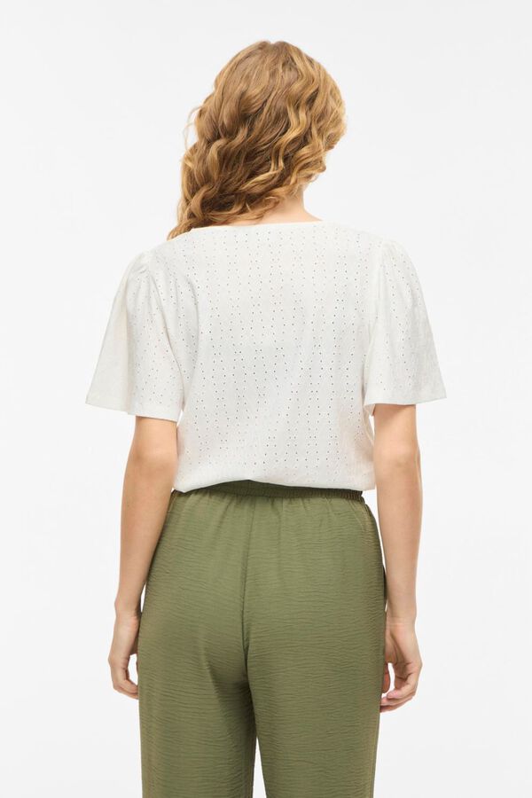 Vila Short sleeve openwork top White