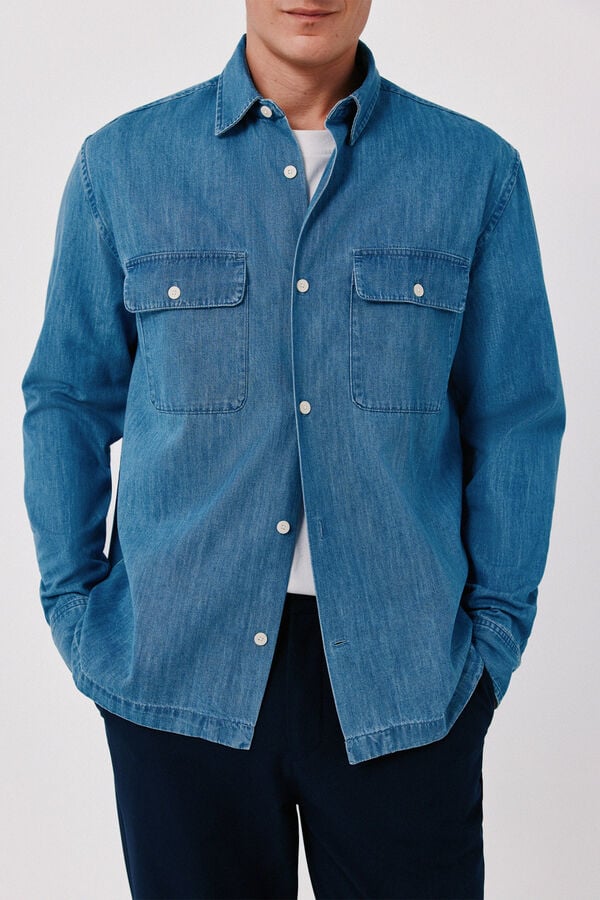 Cortefiel Sobrecamisa de ganga Azul