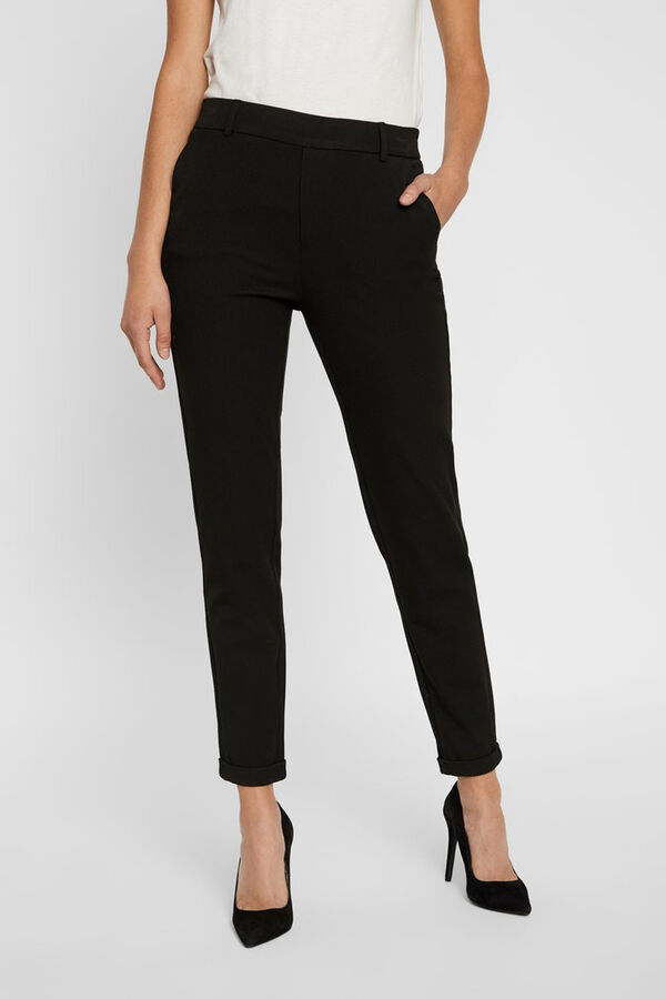 Cortefiel Women's long straight trousers Black