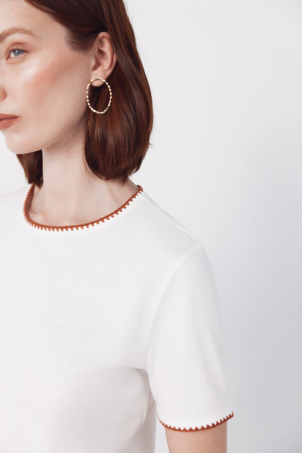 Cortefiel Embroidered t-shirt White