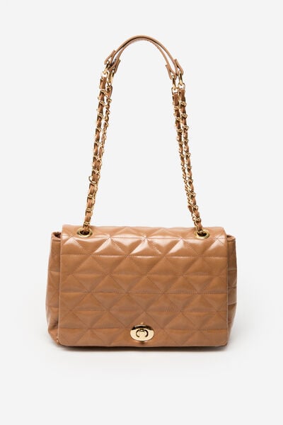 Cortefiel Glitter quilted bag Nude