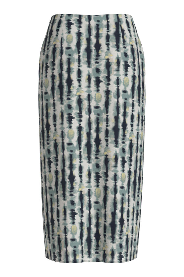 Vila Ethnic print viscose midi skirt Printed turquoise