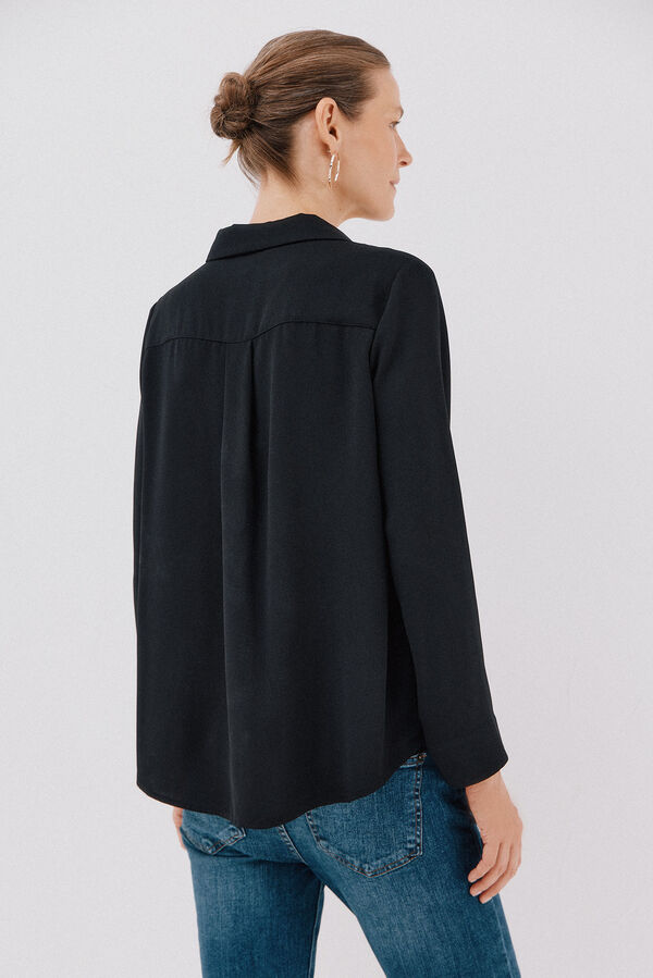 Cortefiel Pleated shirt Black