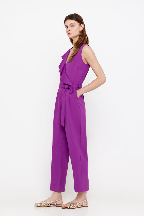 Cortefiel Long flounced jumpsuit Purple