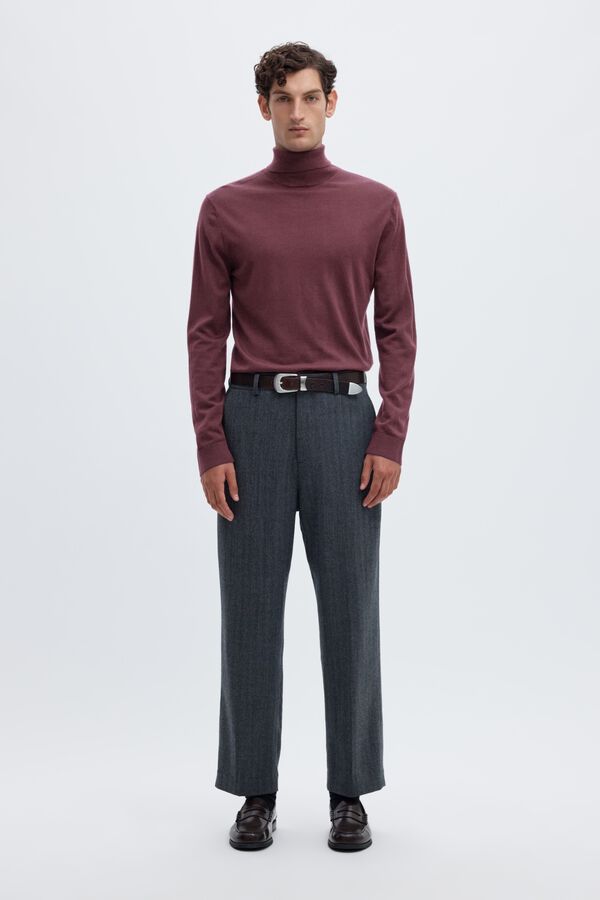 Selected Camisola gola alta 100% l&atilde; merino Vermelho