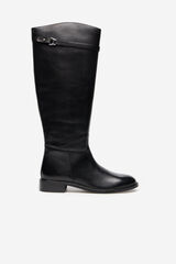 Cortefiel leather riding boot Black
