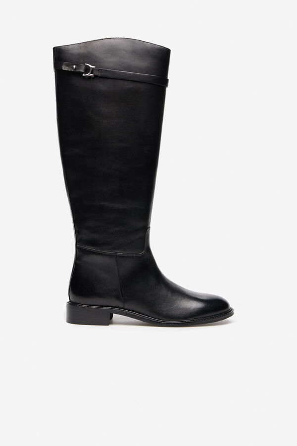 Cortefiel leather riding boot Black