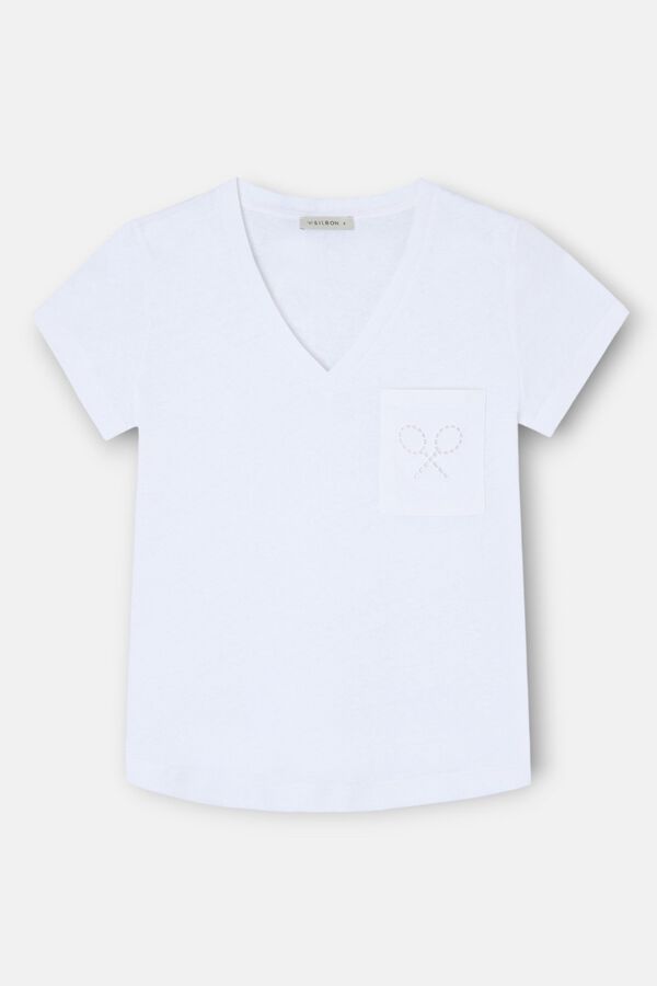 Silbon T-shirt bolso raquete Branco