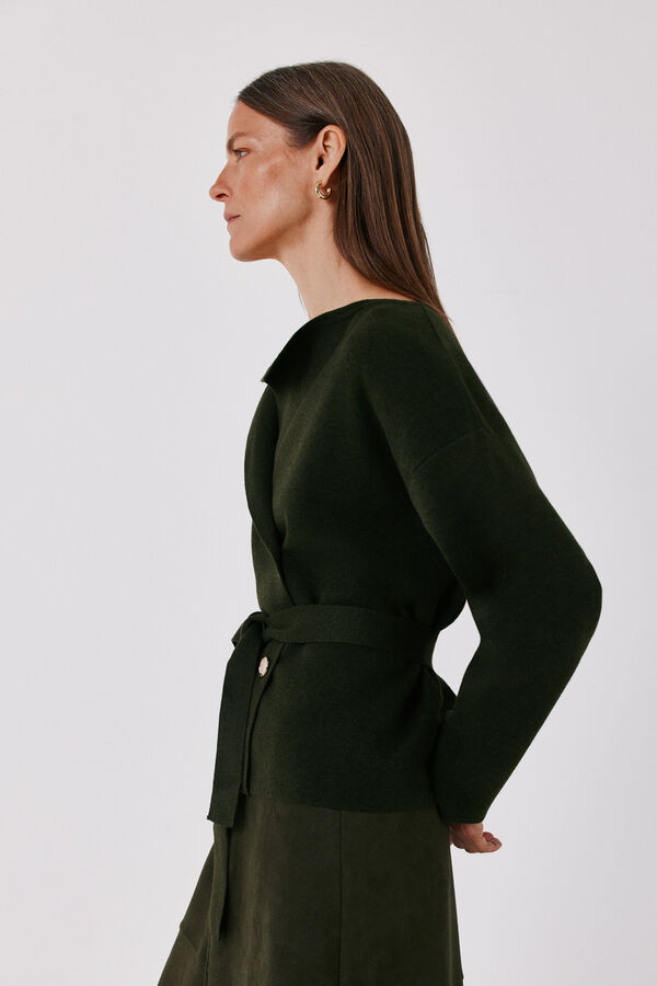 Cortefiel Knitted belted jacket Kaki