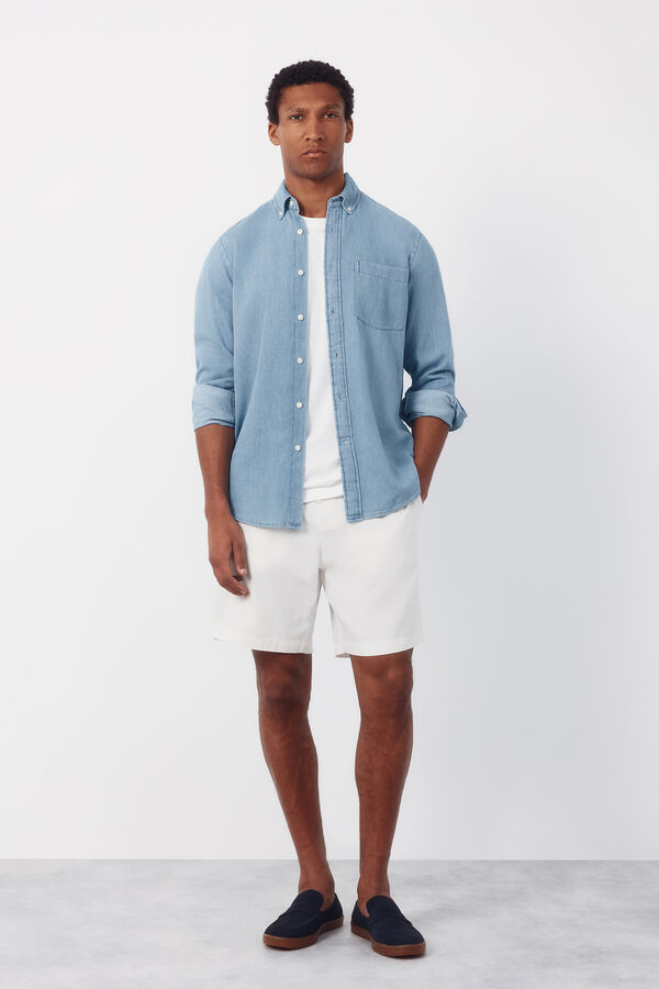 Cortefiel Bermuda shorts with elastic and regular laces Ivory