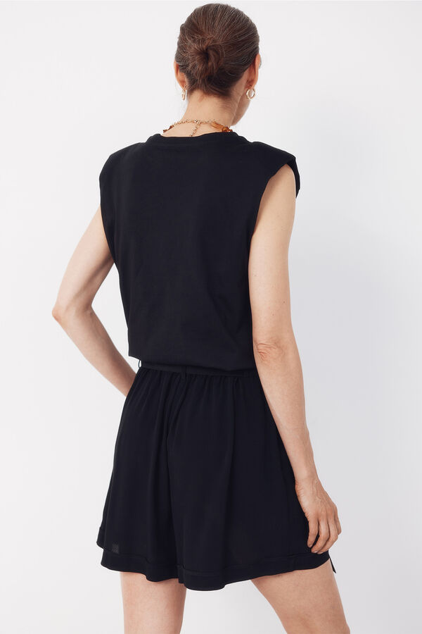 Cortefiel Padded shoulder T-shirt Black