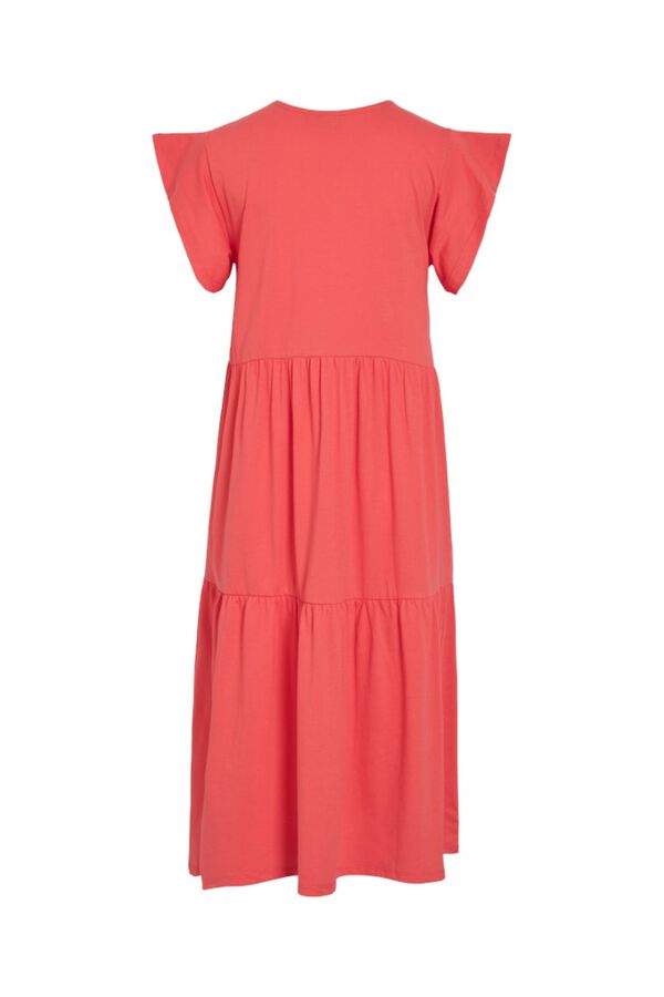 Vila Vestido midi em algod&atilde;o org&acirc;nico Vermelho