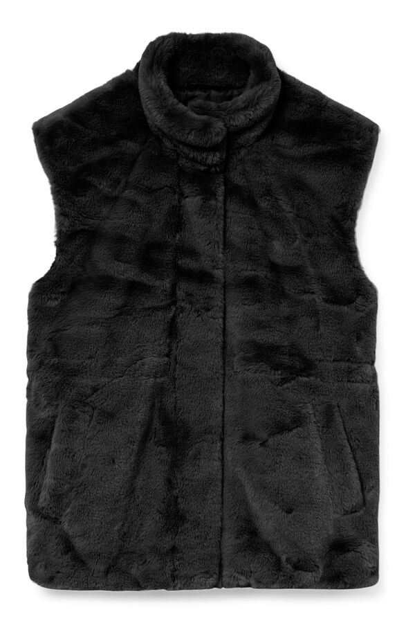 Vero Moda High neck fur gilet Black