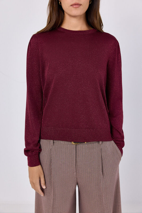 Cortefiel Metallic crew neck jumper Orange