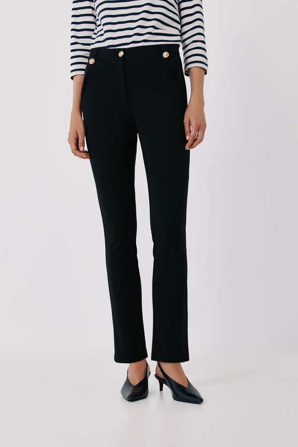 Cortefiel Pantal&oacute;n de mujer de punto roma Negro