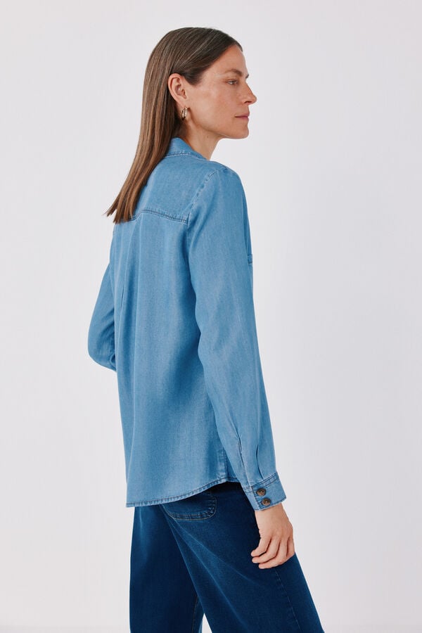 Cortefiel Tencel denim shirt Blue